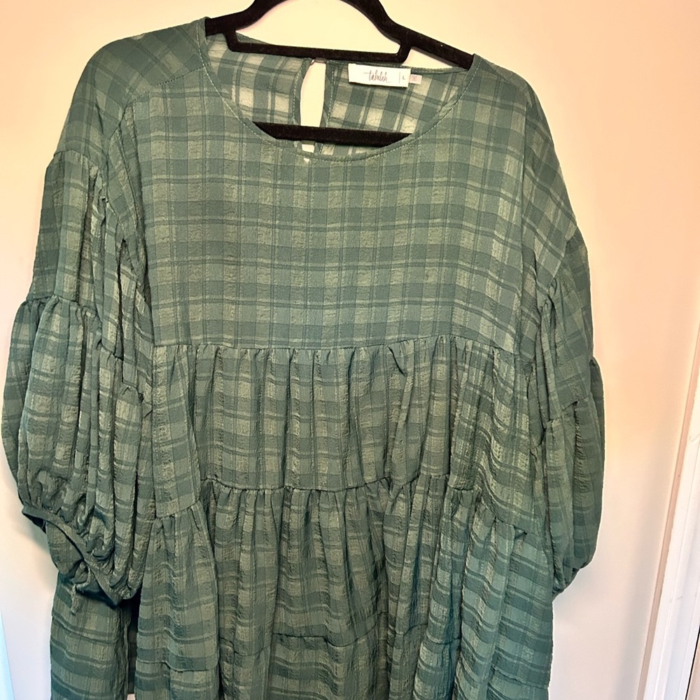 Women's Green Plaid Blouse